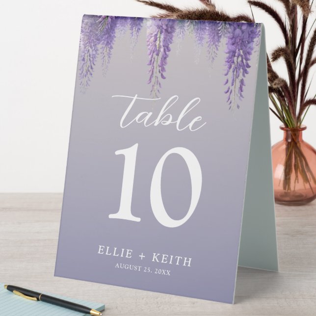 Plaque De Table Mariage Floral Violet Dégradé Fantaisiste (En SItu (Tableau))