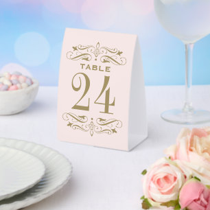 Plaque De Table Mariage Florissant Rose Vintage et Or Antique