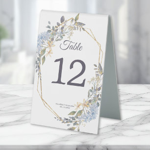 Plaque De Table Mariage Gold Frame Dusty Blue Florals
