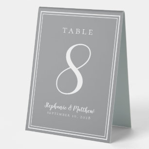 Plaque De Table Mariage gris moderne customisé Numéro de table Sim