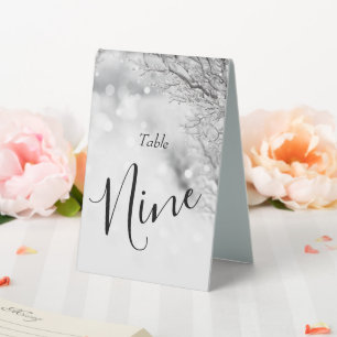 Plaque De Table Mariage hivernal avec neige mousseuse et glace