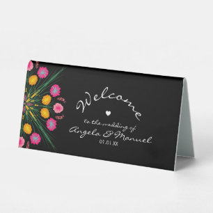 Plaque De Table Mariage mexicain Bienvenue papillon floral
