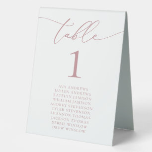 Plaque De Table Mariage minimaliste Dusty Rose Numéro de table