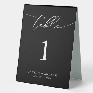 Plaque De Table Mariage minimaliste noir et blanc   Événement pers