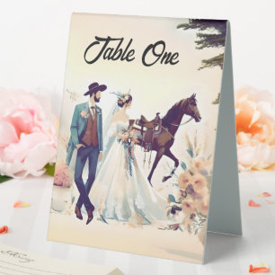 Plaque De Table Mariage moderne de style occidental Cowboy et Brid