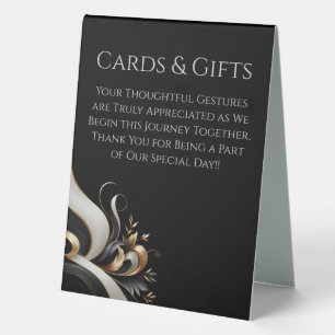 Plaque De Table Mariage Moderne Élégant Noir et Or