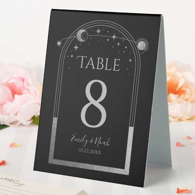 Plaque De Table Mariage mystique Black Silver Sun Moon Stars (In SItu (Mariage))