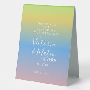 Plaque De Table Mariage Ombre arc-en-ciel bleu rose  