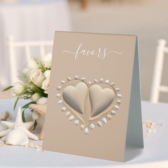 Plaque De Table Mariage plage Coeurs de sable-Faveurs (Beach Wedding Sand Hearts- Table Tent Sign  Wedding signs)