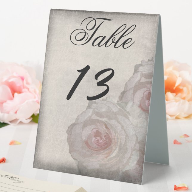Plaque De Table Mariage rose Crème rose Numéro de table Modèle Car (In SItu (Mariage))