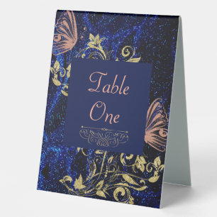 Plaque De Table Mariage Royal Blue Gold Butterfly