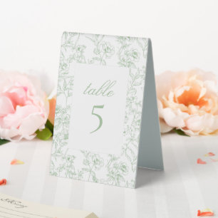 Plaque De Table Mariage Toile Verte Florale