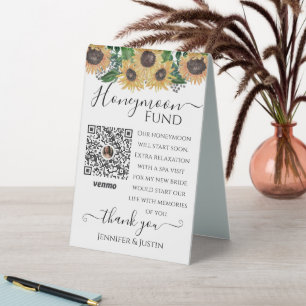 Plaque De Table Mariages de tournesol Accueil Venmo Code Table