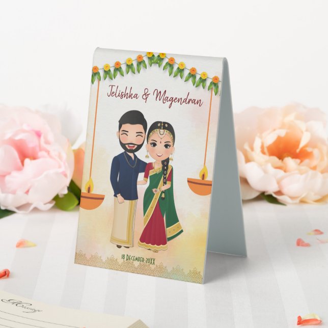 Plaque De Table Marigold guirlande avec couple hindou mariage tamo (In SItu (Mariage))