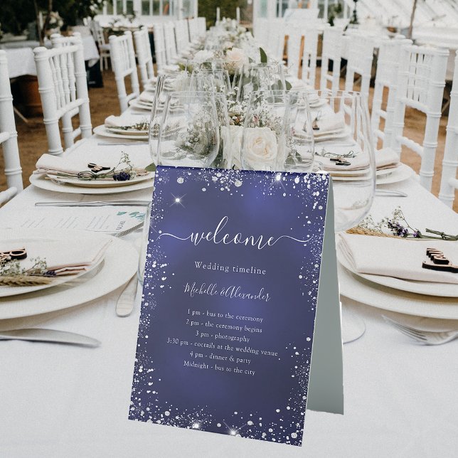 Plaque De Table Marine bleu argent parties scintillant programme d (Créateur téléchargé)