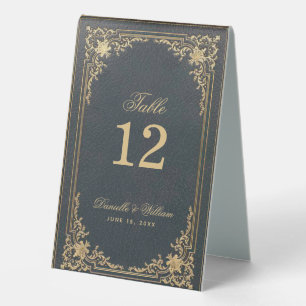 Plaque De Table Marine Blue Gold Vintage Élégant Mariage de callig