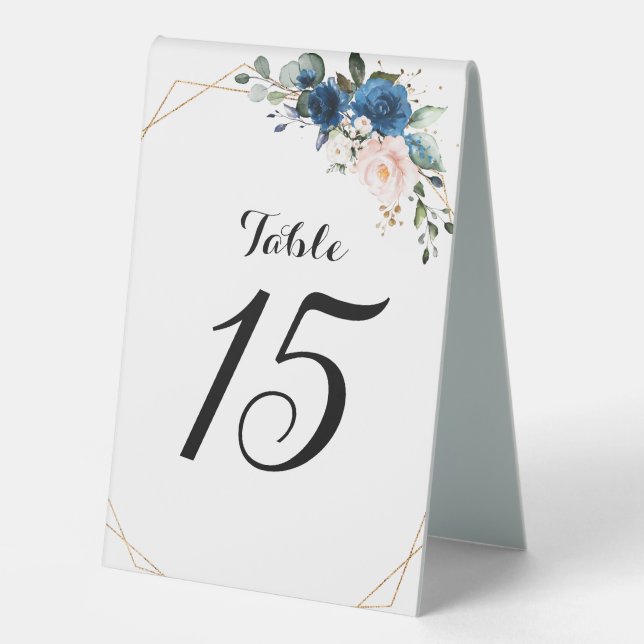 Plaque De Table Marine romantique bleu bleu rose rose floral géomé (Recto)
