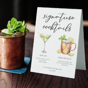 Plaque De Table Martini Moscow Mule Signature Cocktails Menu