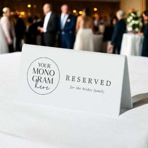 Plaque De Table MEGHAN Monogramme noir blanc Boho Mariage réservé