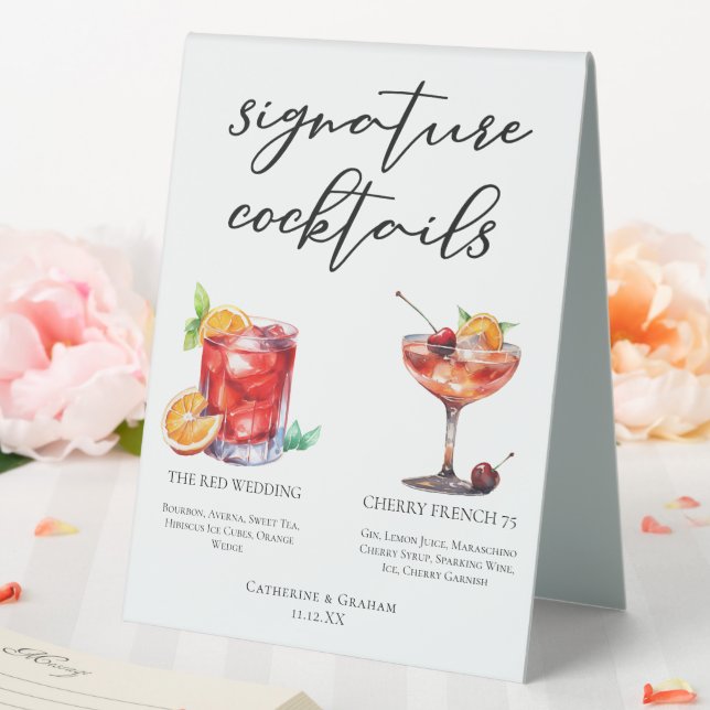 Plaque De Table Menu Cocktails Signature Mariage Rouge (In SItu (Mariage))
