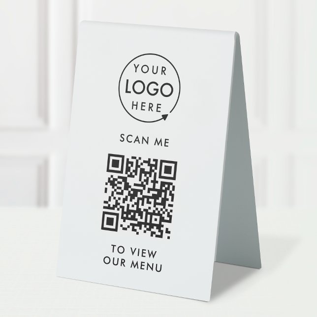 Plaque De Table Menu Code QR | Logo moderne sans contact (Créateur téléchargé)