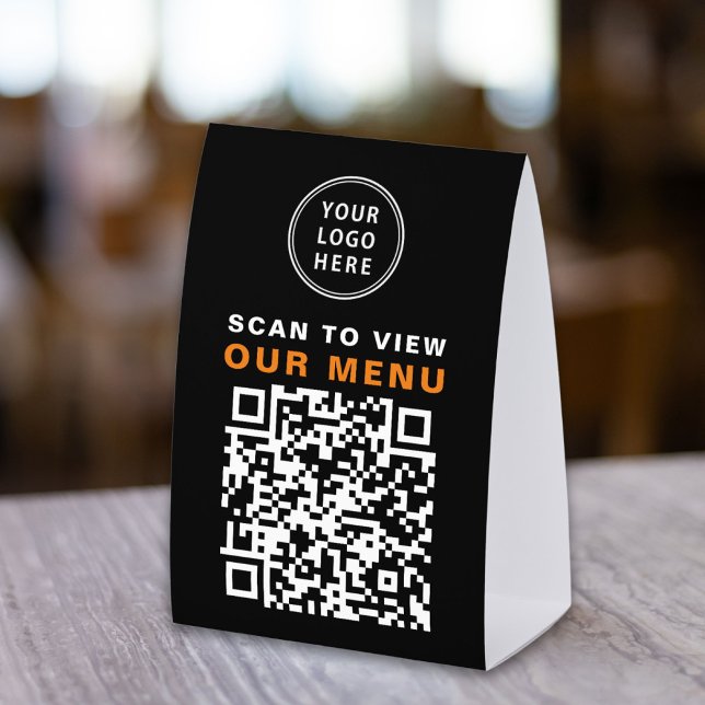 Plaque De Table Menu Code QR personnalisé Noir (Créateur téléchargé)