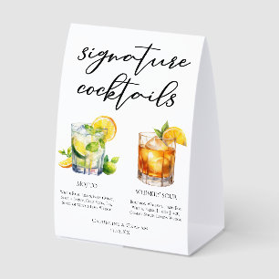 Plaque De Table Menu de cocktails de mariage Mojito Whiskey Sour