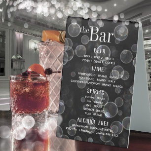 Plaque De Table Menu de la barre des bulles du livre noir et blanc