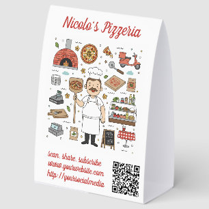 Plaque De Table Menu de restaurant de pizza avec code QR modifiabl