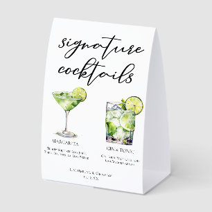 Plaque De Table Menu des cocktails signature Margarita Gin & Tonic