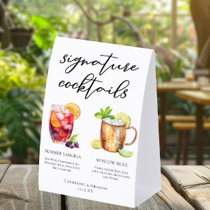 Plaque De Table Menu des Cocktails Signature Sangria Moscow Mule