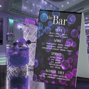 Plaque De Table Menu du club club de concerts Black Bokeh Purple B