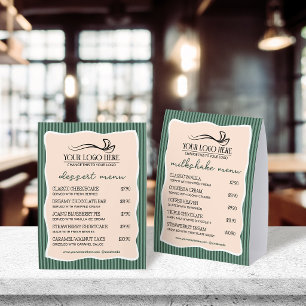 Plaque De Table Menu du Restaurant Café à Rayures Vertes et Cadre