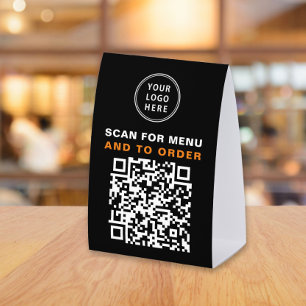 Plaque De Table Menu et commande par code QR Noir