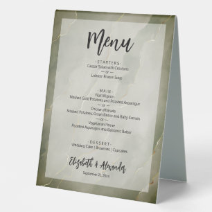 Plaque De Table Menu Mariage Budget Dark Green Gold Marble