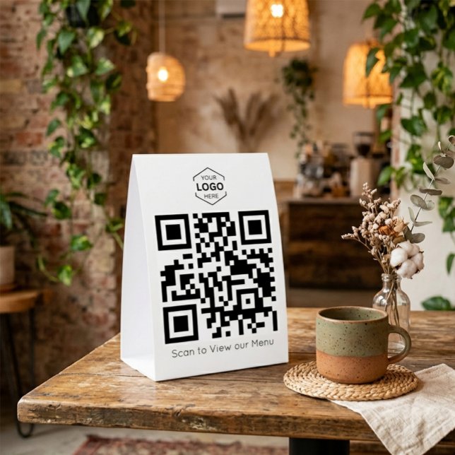 Plaque De Table Menu Numérique Minimal scannez le Code QR (Créateur téléchargé)