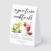 Menu Signature Cocktail Mojito Daiquiri aux Fraise