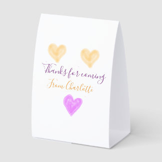 Plaque De Table merci d'être venu nom du texte orange violet cœur