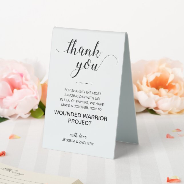 Plaque De Table Merci Mariage de dons de bienfaisance (In SItu (Mariage))