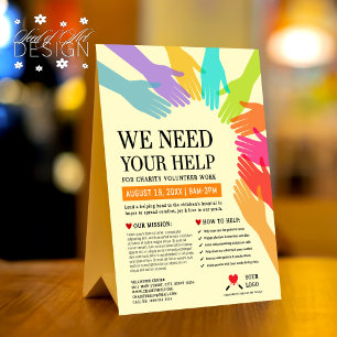Plaque De Table Minimal Nous avons besoin de votre aide Charity Vo