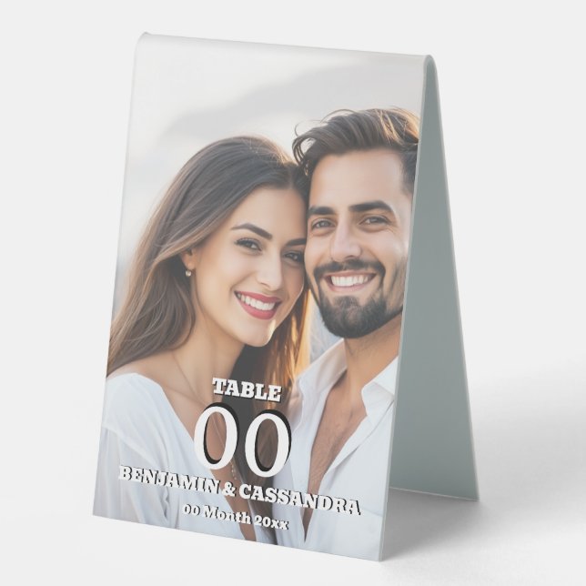 Plaque De Table Minimalist Photo Table Number Template Vertical (Recto)