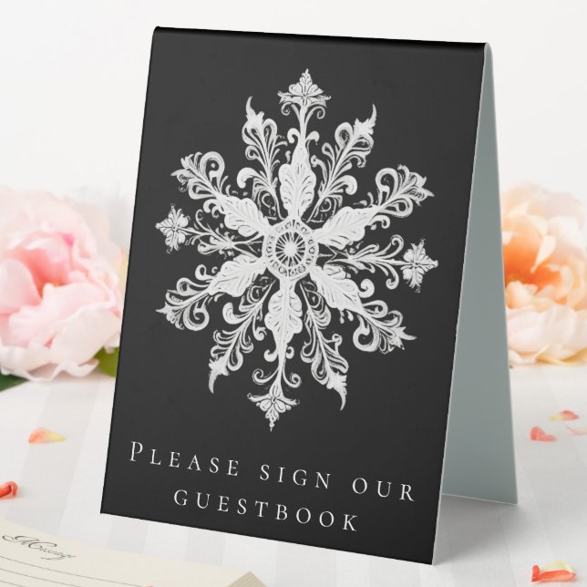 Plaque De Table Minimalist Snowflake Wedding | Black (In SItu (Mariage))