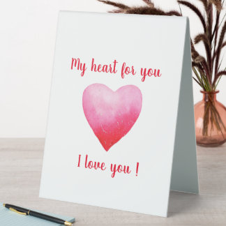 Plaque De Table Minimaliste Je vous aime la Saint Valentin rouge