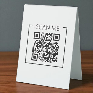 Plaque De Table Minimaliste QR Code Scan Me Business