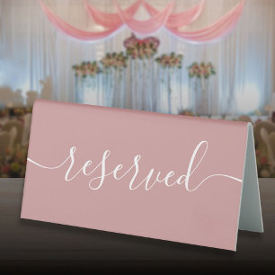 Plaque De Table Minimaliste Rose Poussiéreux Script Réservé