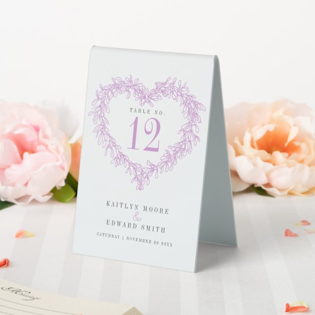 Plaque De Table Mistletoe wreath violet blanc mariage numéro de ta (In SItu (Mariage))