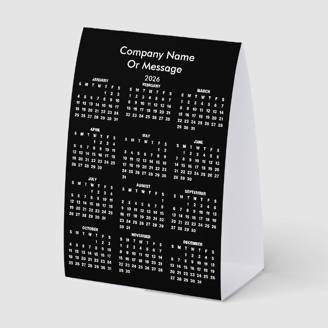 Plaque De Table Modern 2026 Calendar Company Name (Recto)