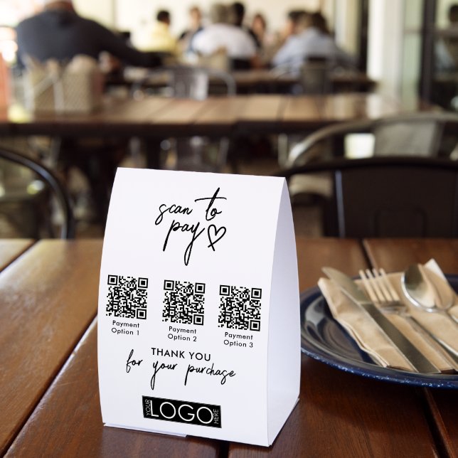 Plaque De Table Modern Scan to Pay QR Code Payment Business Logo (Insitu (restaurant))
