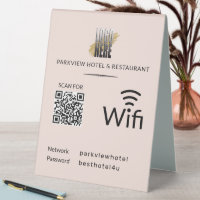 Moderne Blush Business Wifi Code QR Logo