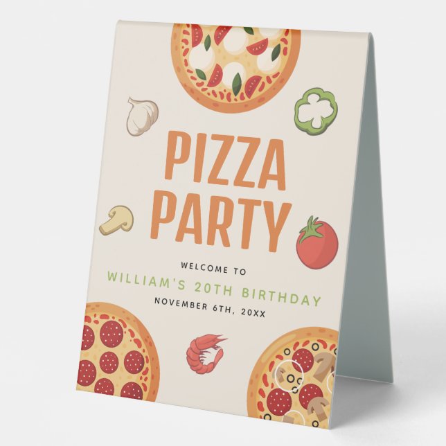 Plaque De Table Moderne & Italien Toutes Occasions Pizza Party (Recto)